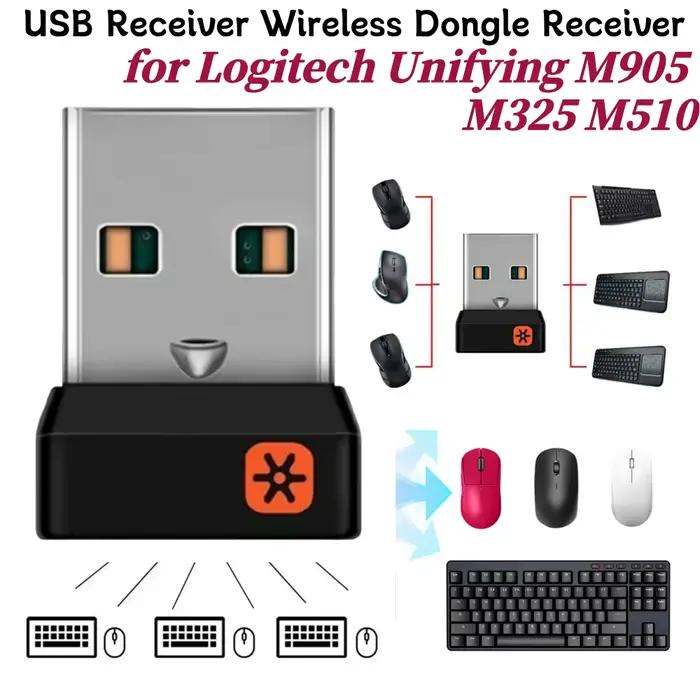 Récepteur dongle sans fil, connecte jusqu'à 6 appareils, adaptateur de récepteur de souris USB pour 