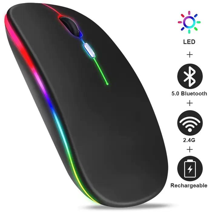 Souris Bluetooth 2.4G souris sans fil souris transparente double Mode 1600 DPI souris silencieuse so