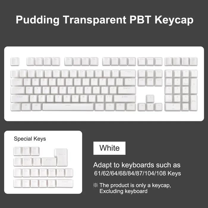 Capuchons de touches Pudding, capuchons de touches PBT brillants, jeu de 130 touches, profil OEM, po