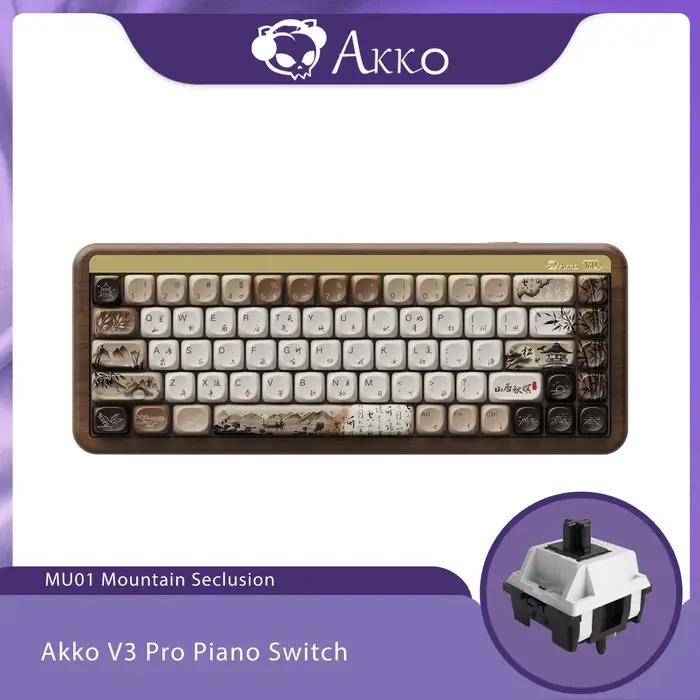 Akko MU01 Mountain Seclusion clavier mécanique en bois rvb échangeable à chaud BT 5.0/2.4G sans fil 