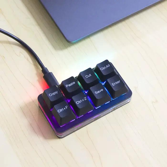 Clavier Excel New 8key Noir et Blanc Officiel avec Rétroéclairage RGB, Mécanique, Hot Swap, Programm