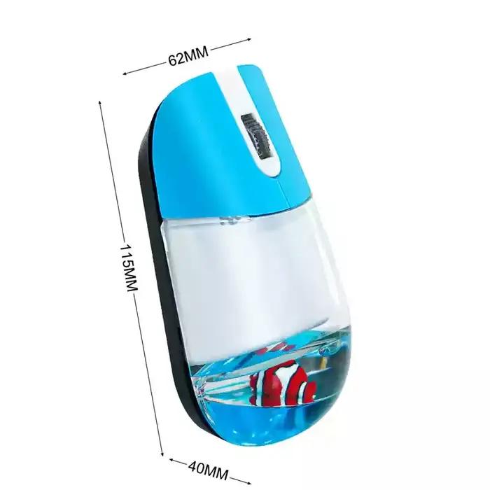 Souris sans fil animale flottante, Vintage, poisson clown rempli d'huile, pingouin, souris transpare