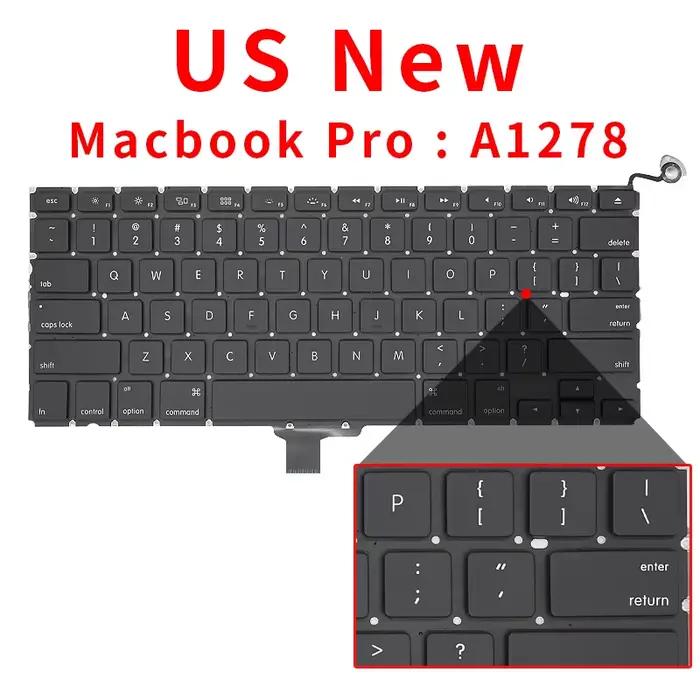 Clavier d'ordinateur portable pour Macbook Pro 13 "A1278 US UK russe allemand français espagne brési