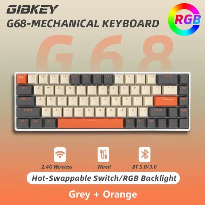 Clavier mécanique de jeu G68, 65% claviers remplaçables à chaud, rétroéclairage RVB personnalisé, sa