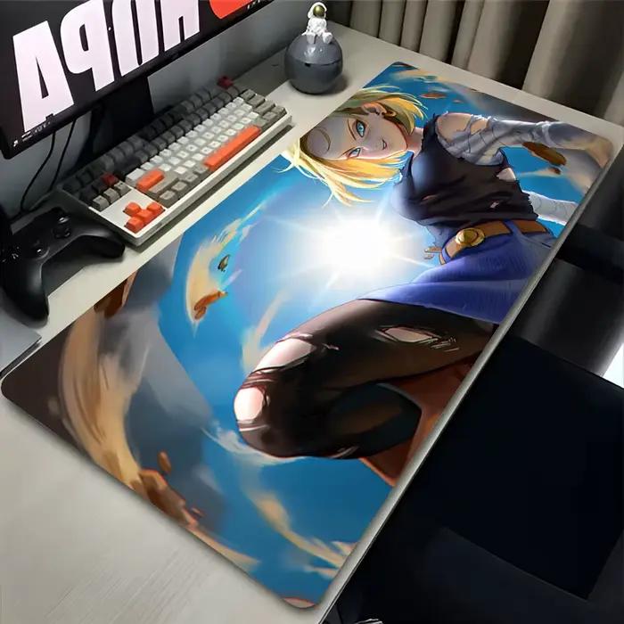 Tapis de souris Dragon Ball Android 18 Z, antidérapant, grand tapis de bureau pour gamer, tapis de c