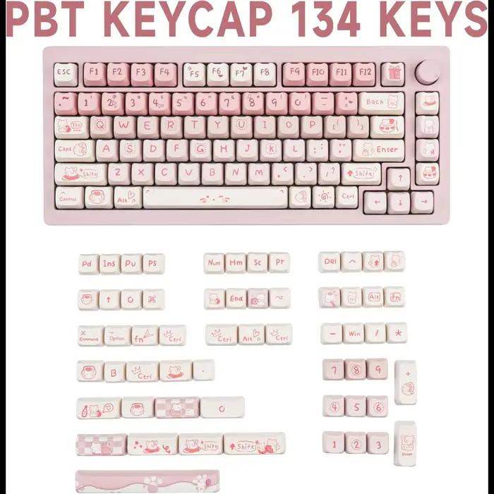 Pink Kitten, Girl MAO Keycap PBT 134 touches, personnalisé pour clavier mécanique 60/84/98/108