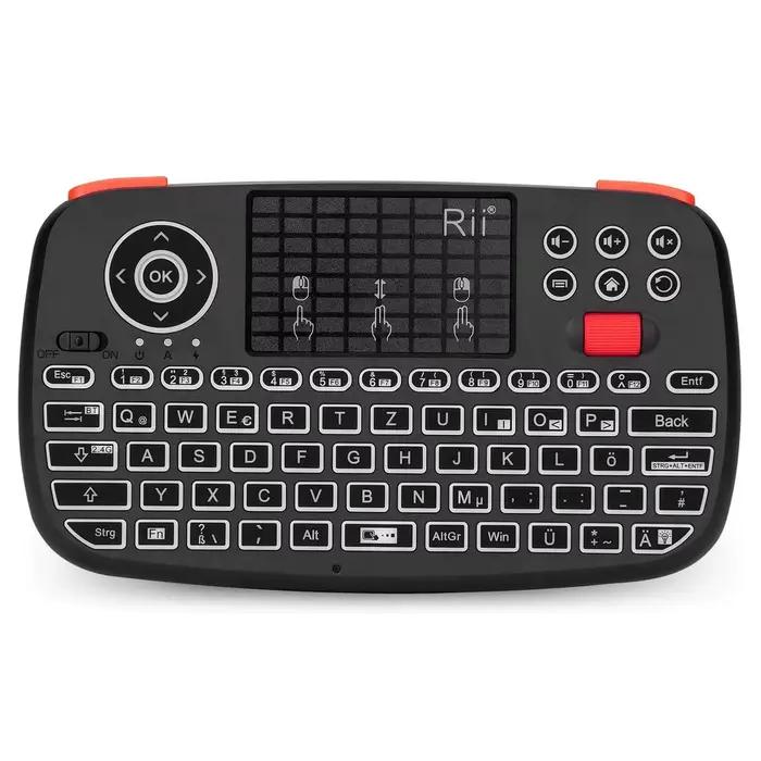 Rii i4 Mini clavier sans fil Bluetooth avec pavé tactile 2.4GHz souris rétro-éclairé télécommande po