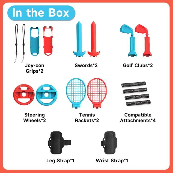 Ensemble d'accessoires de sport 10 en 1 pour Nintendo Switch 2, Kit d'accessoires de sport avec Club