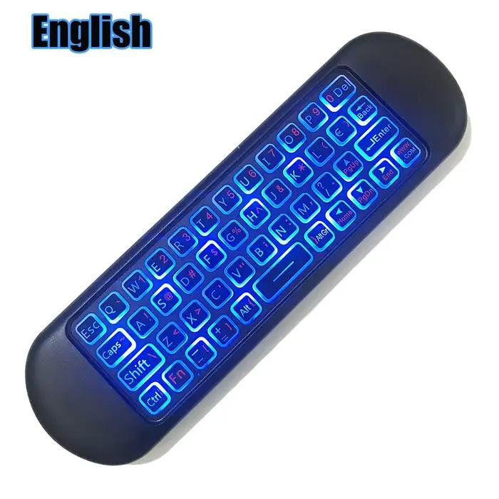 Gyroscope vocal Air Mouse avec télécommande, Mini clavier rétroéclairé 7 couleurs, double Mode 2.4G 
