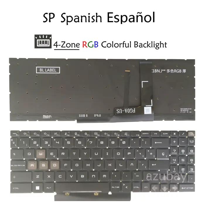 Clavier rétroéclairé AZERTY RGB espagnol français pour MSI Pulse 15 B13V,17 B13V,15 B13VFK B13VGK,17