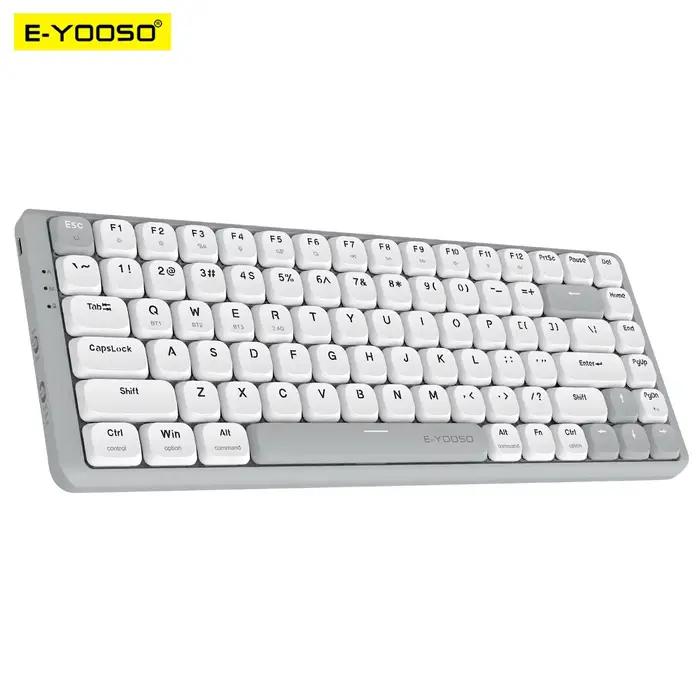 E-YOOSO Z84 clavier de jeu mécanique mince Support Bluetooth 5.0 filaire sans fil USB 2.4G 84 touche