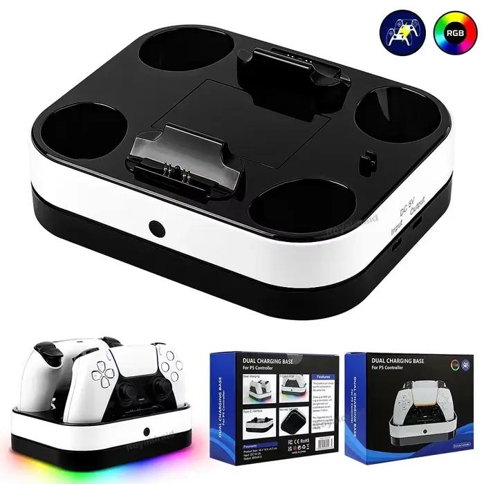 Base de charge double pour manette PS5, station de charge rapide RGB pour manette sans fil PS5, supp