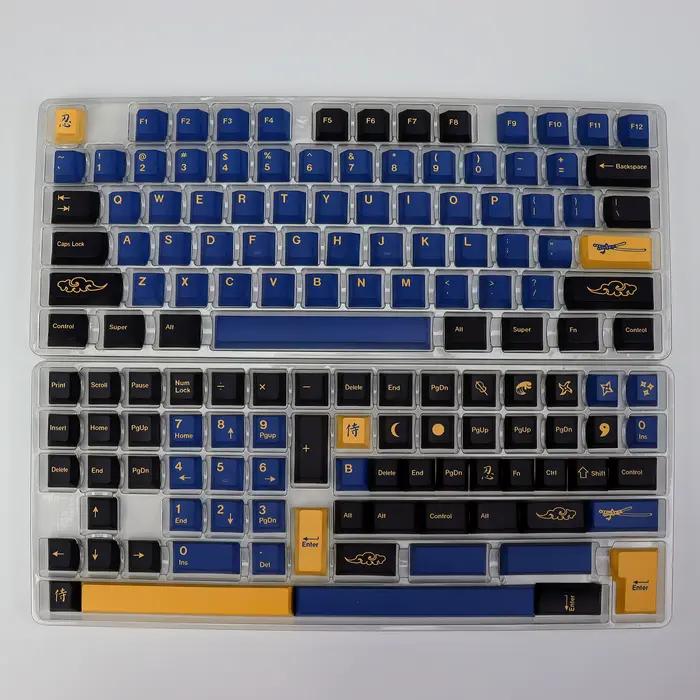 KBDiy japonais rétro bleu samouraï GMK Keycap cerise profil Alice ISO PBT Keycaps pour Aula clavier 