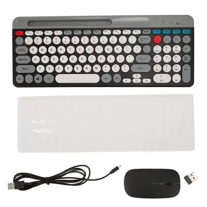 【Nouveau】 ensemble clavier et souris sans fil Rechargeable rétro 2.4G sans fil Bluetooth clavier ens