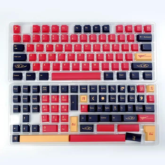 KBDiy GMK rouge samouraï coréen Keycap PBT Cherry Alice Split Space Keycaps rétro personnalisé pour 