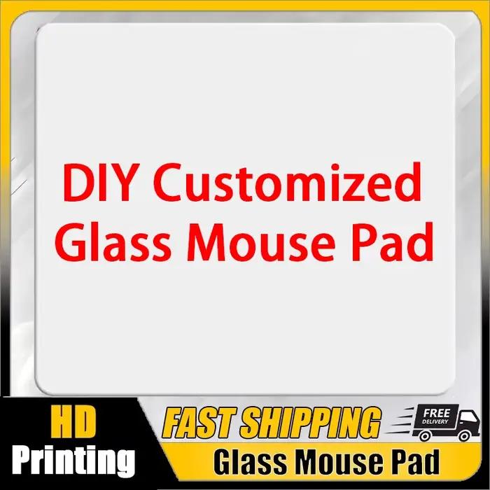 Tapis de souris en verre personnalisé, design DIY, surface givrée YUME, tapis de bureau HD, verre tr