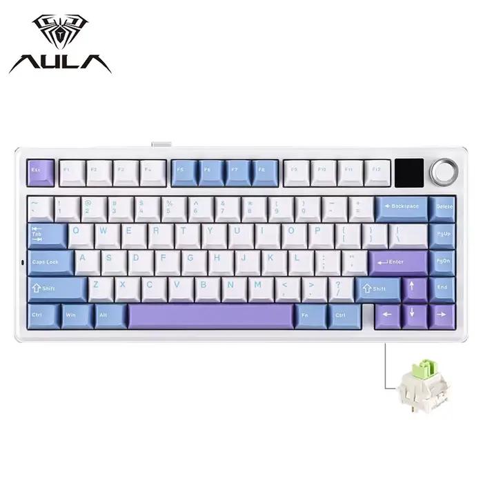 Clavier mécanique AULA F75 MAX 75% filaire/Bluetooth/2.4G, clavier RGB à commutation à chaud pour e-