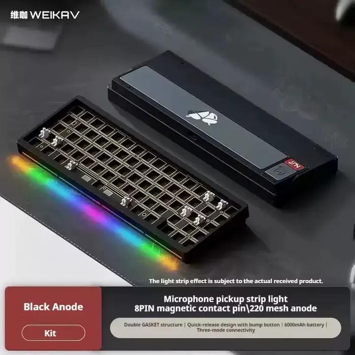Weikav Nut65 Kit de clavier de jeu filaire sans fil mécanique Tri-Mode 6000mAh éclairage insonorisan