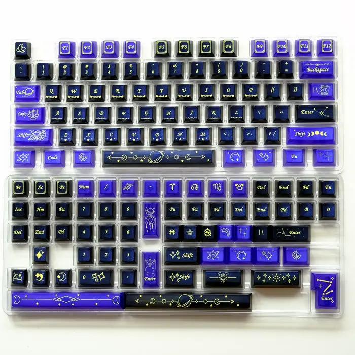 KBDiy – capuchons de touches étoiles scintillantes, profil Cherry, matériau PC, impression UV, ISO, 