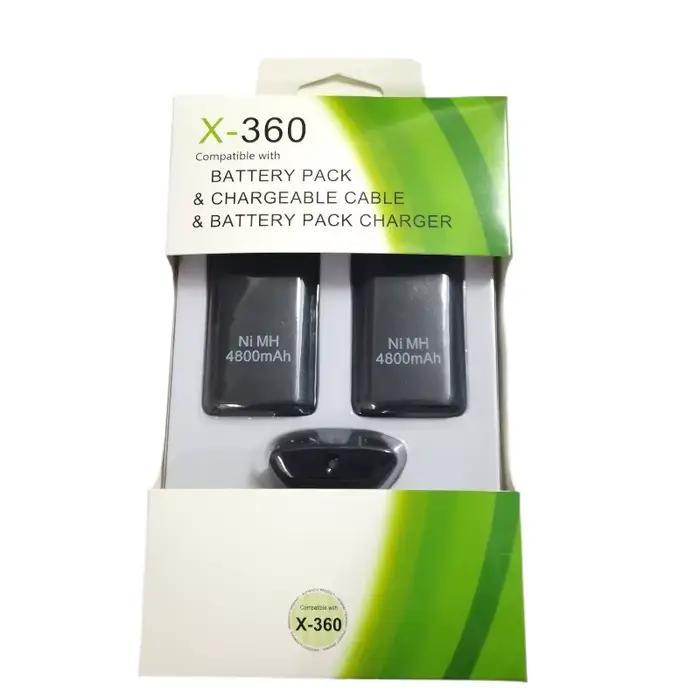 2 batteries rechargeables 4800mAh avec 1 câble de charge pour manette Xbox 360, batteries pour manet