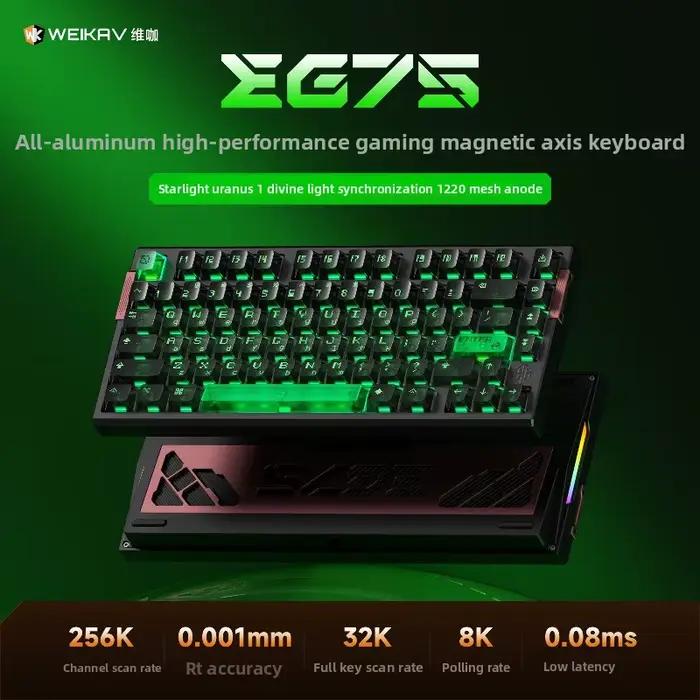 Clavier mécanique à axe magnétique Weikav EG75, en alliage d'aluminium, structure GASKET réglable, f