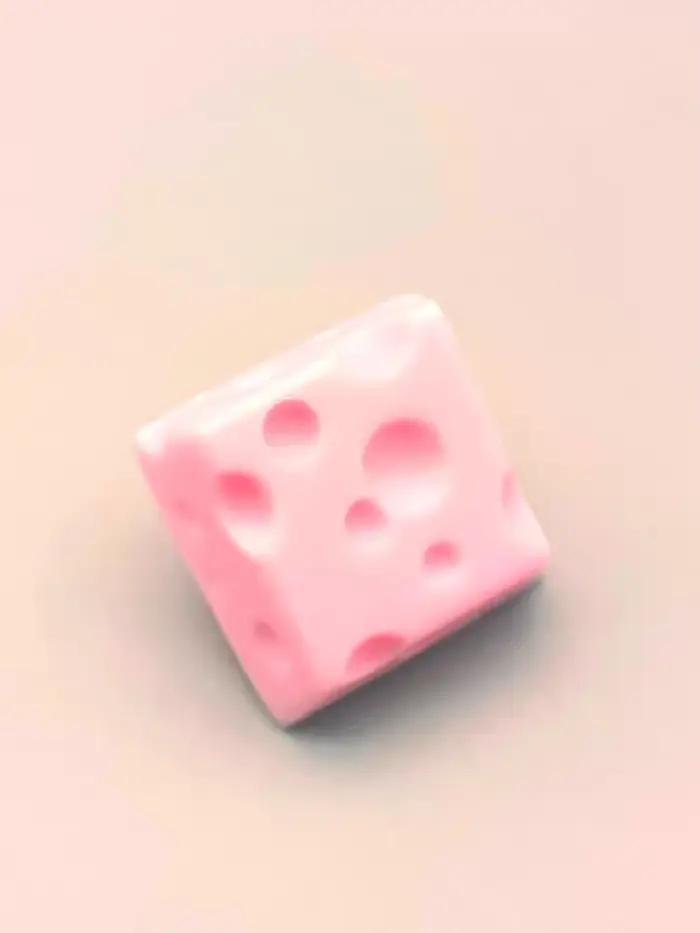Cheese – capuchons de touches pour clavier mécanique KT, en résine faite à la main, mignon, rose, ja
