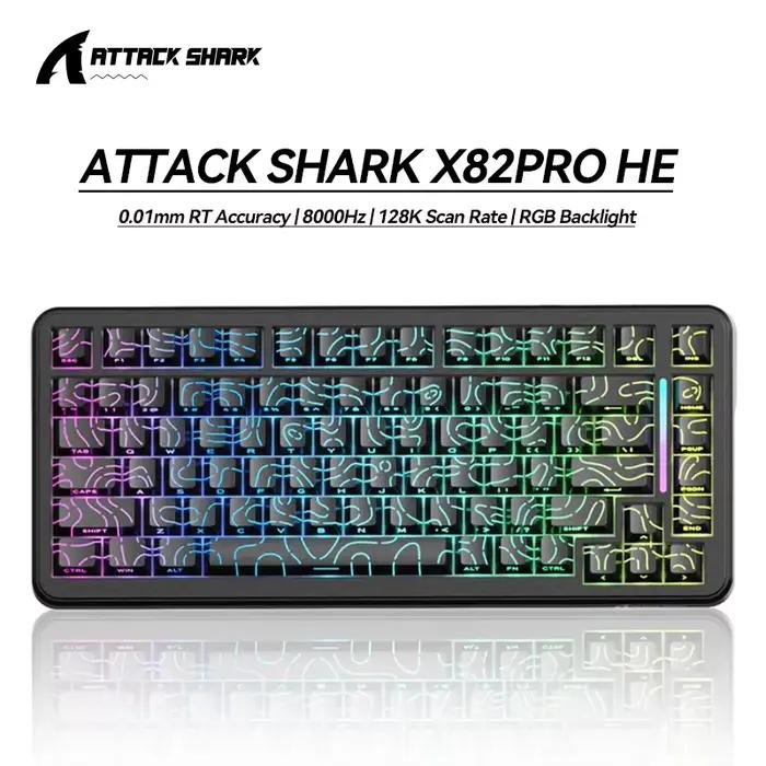 ATTACK SHARK X82 Pro HE 75% Clavier de jeu sans fil magnétique, RT/Snap Tap/DKS/MT/TGL, taux d'éroll