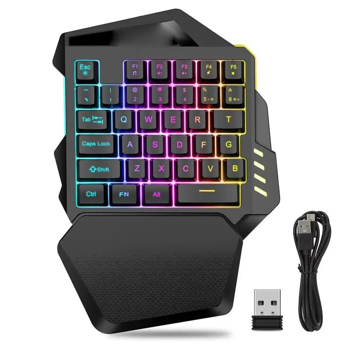 Mini clavier mécanique clavier de jeu à une main 2.4G sans fil RGB éclairage ABS 35 touches clavier 