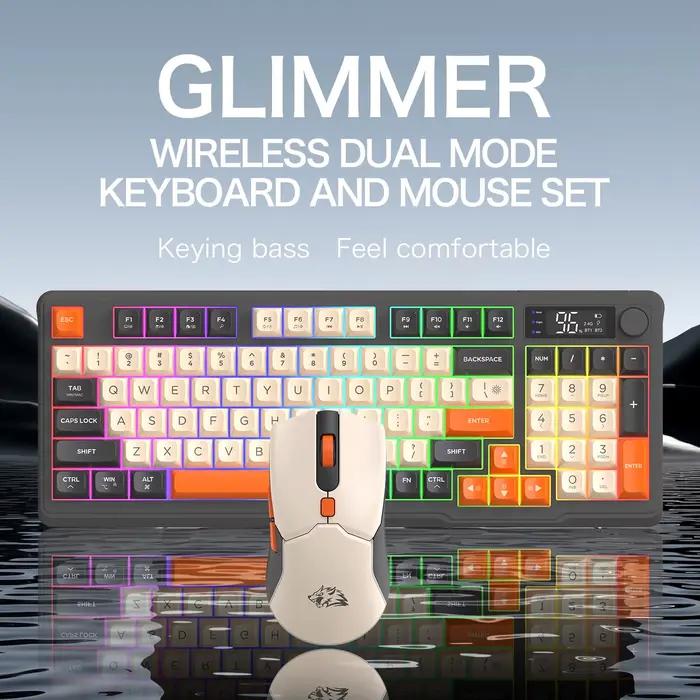 Kit Clavier et Souris Sans Fil T96 Tricolore Tendance, Écran Intelligent FREEWOLF, Bouton Multifonct