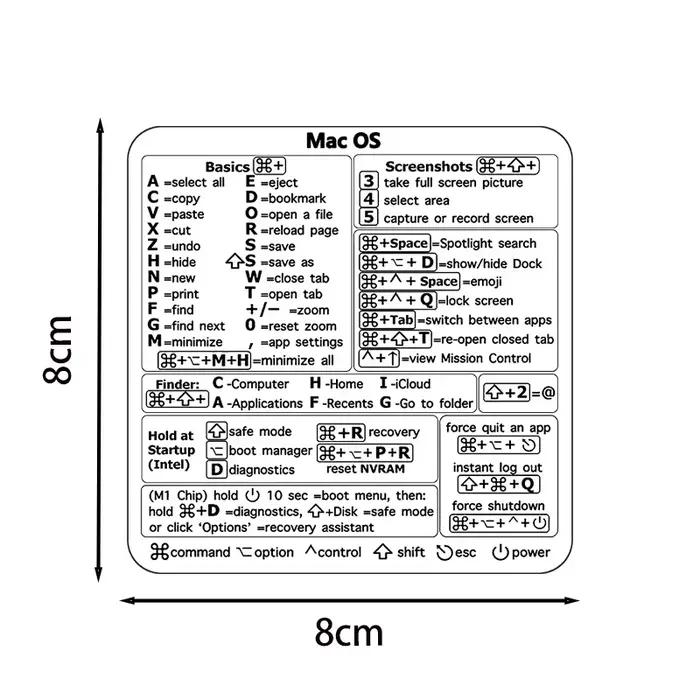 Autocollants de raccourcis Q pour clavier MacBook Pro/Air - Transparent/Noir, compatibles avec les m