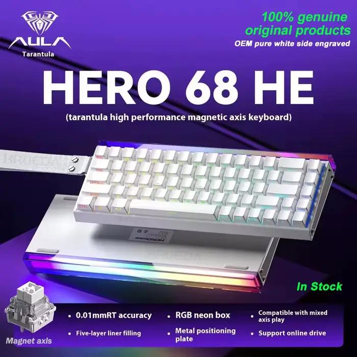 Clavier de jeu filaire AULA Hero 68 HE 60% avec interrupteurs magnétiques à effet Hall, déclenchemen