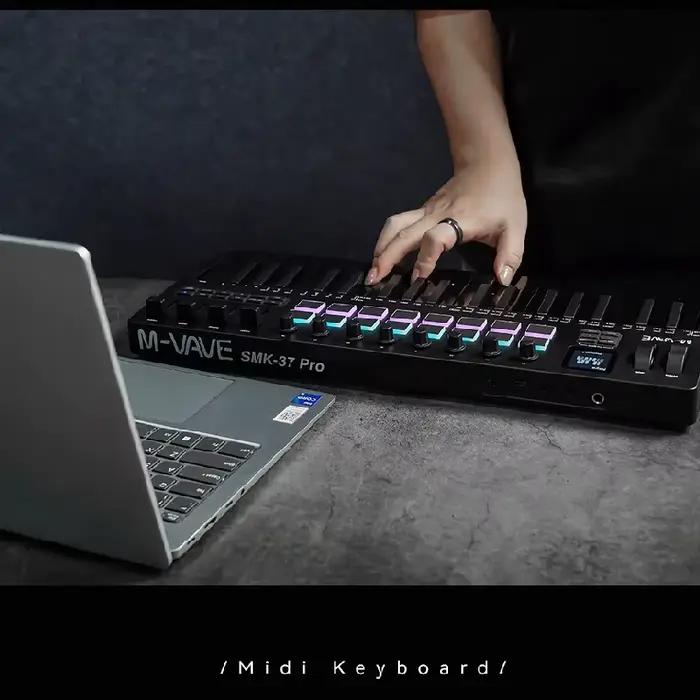 Contrôleur MIDI pour clavier M-VAVE SMK-37 PRO, 37 touches, 16 tampons RGB et 8 boutons, prend en ch