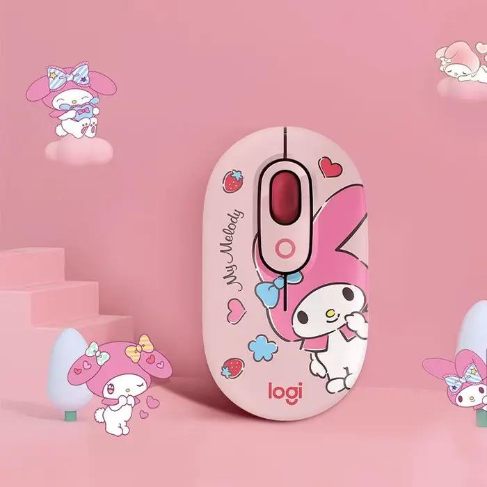 Logitech-Ensemble clavier et souris sans fil, Sanurgente Cinnamoroll, Kuromi, Bluetooth, USB, jeu, m