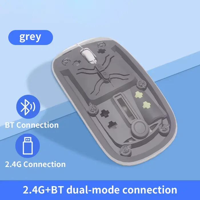 Souris sans fil KEBIDUMEI transparente double mode Bluetooth 2.4G, souris silencieuse rechargeable T