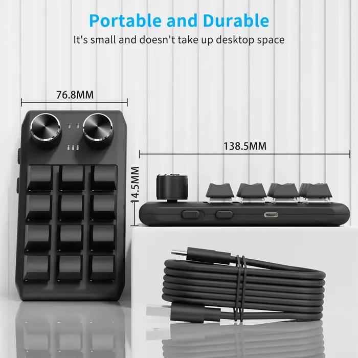 Bluetooth 12 touches 2 boutons USB programmation Macro clavier personnalisé Console de jeu clavier m