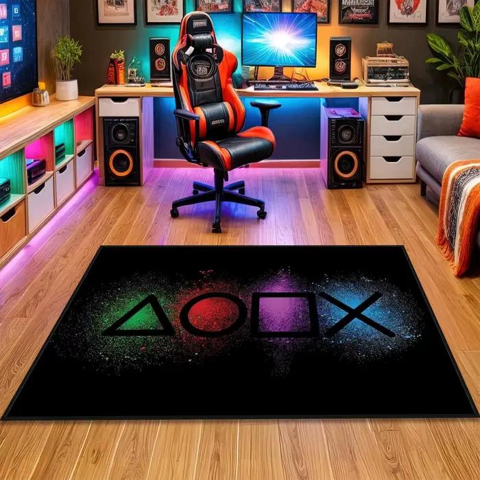 Tapis de jeu pour chambre de garçon, tapis gamer avec design de manette, tapis pour salle de jeux, c