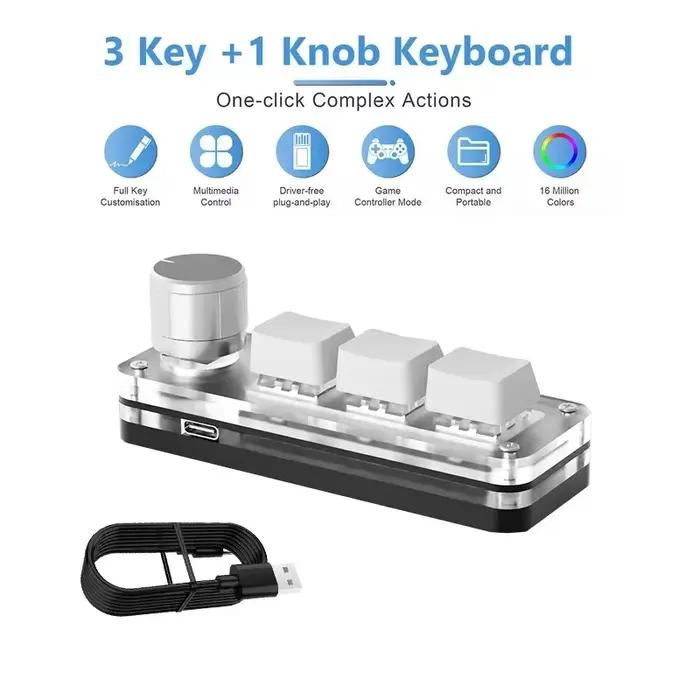 Mini clavier mécanique macro 3/6 touches USB RGB pour le jeu avec bouton de programmation personnali