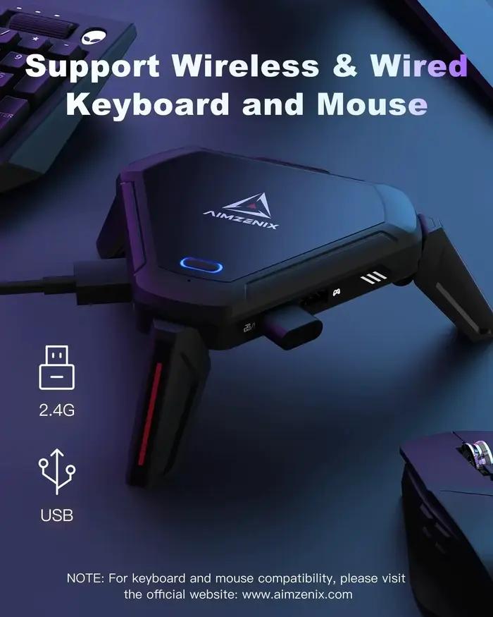 Adaptateur clavier et souris AIMZENIX AX600 MONSTER Pro pour PS5/PS4/Xbox Series X | S/Xbox One/Swit
