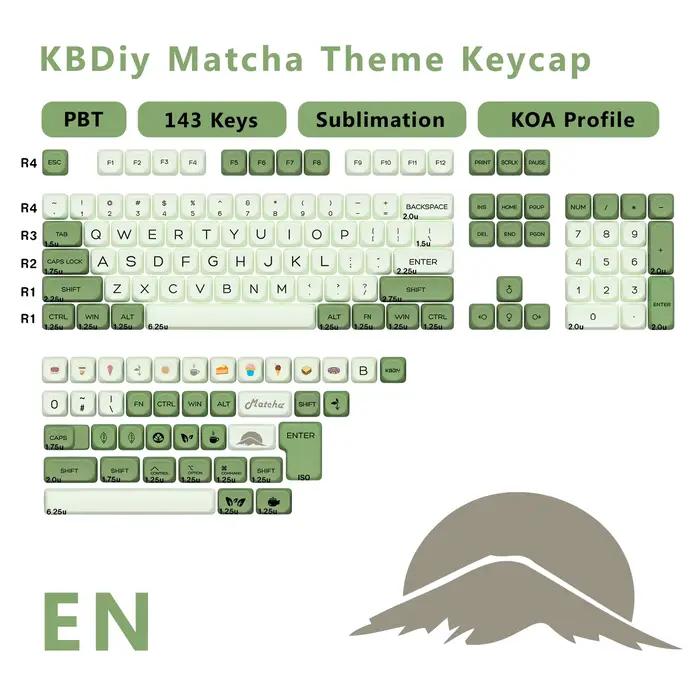 KBDiy-Capuchons de touches matcha coréen pour clavier de jeu mécanique, capuchons de touches vert, p