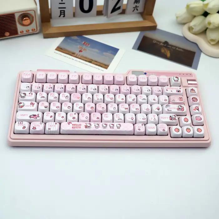 Ensemble de claviers mécaniques 138 touches rose Hello Kitty PBT Keycaps MOA Dye-Sub MX pour 61/64/6