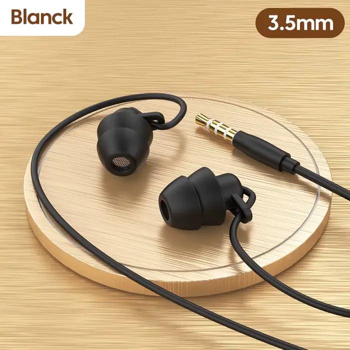 S2 casque de couchage 3.5mm écouteur filaire casque intra-auriculaire à commande filaire avec Microp