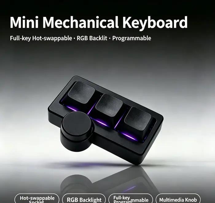 Clavier de jeu mini portable à commutation à chaud, RGB, filaire USB, multi-combinaisons/multimédia,