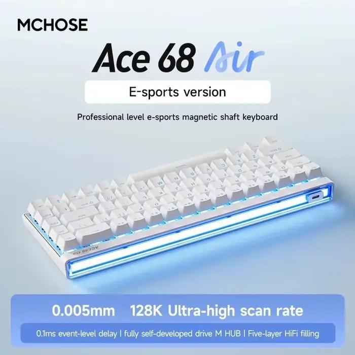 Clavier mécanique MCHOSE Ace 68 Air avec connexion par câble de jeu personnalisée RT, doté d'une dis