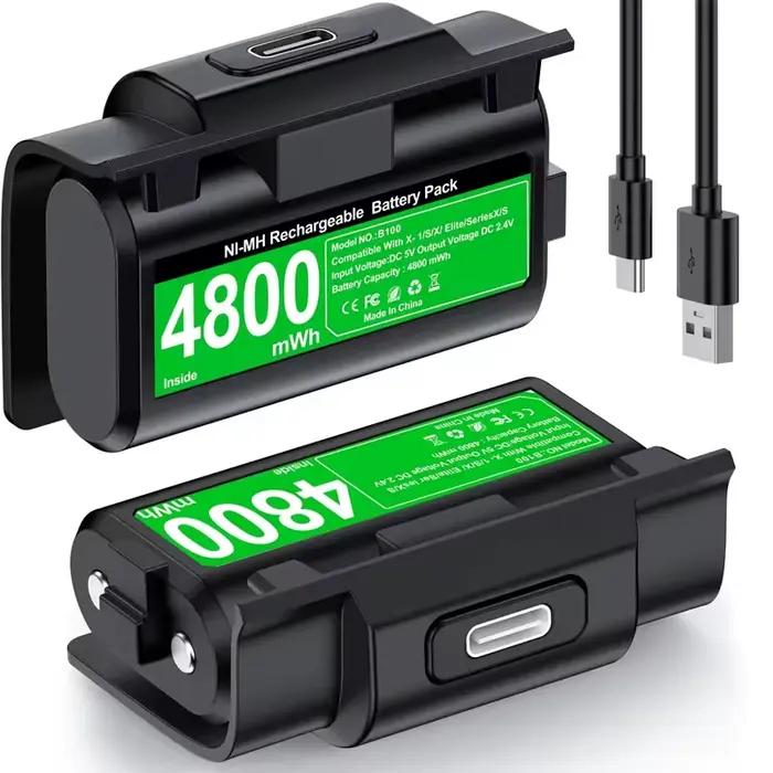 Batterie pour Xbox One/Series X | Batteries pour manettes S, pack de 2 x 4800 mWh, kit de jeu et de 