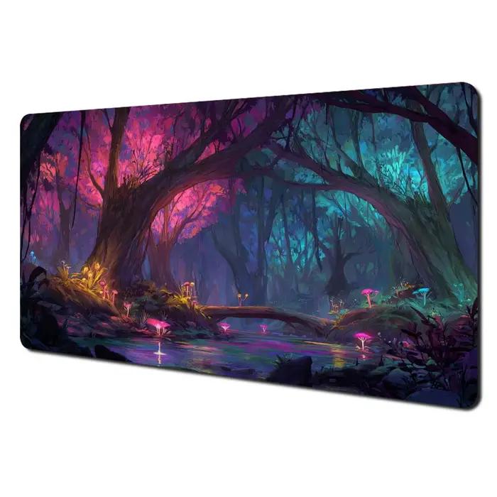 Tapis de jeu MTG sur le thème du Royaume Secret de la Forêt, tapis de combat pour cartes magiques, 3