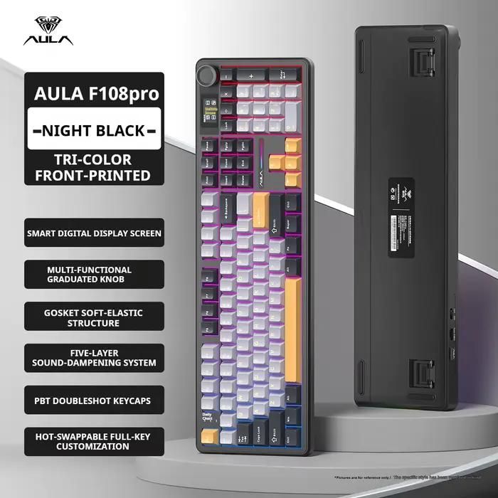 AULA F108 PRO clavier mécanique personnalisé 100% disposition rétro-éclairage rvb sans fil Bluetooth