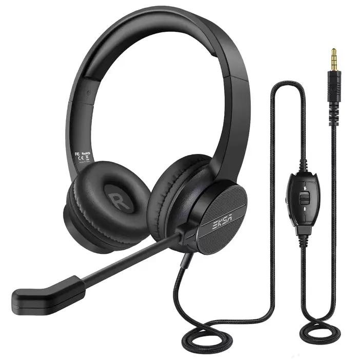 EKSA H12/H12E casque filaire 3.5mm/USB casque d'ordinateur sur l'oreille avec Microphone rotatif sup