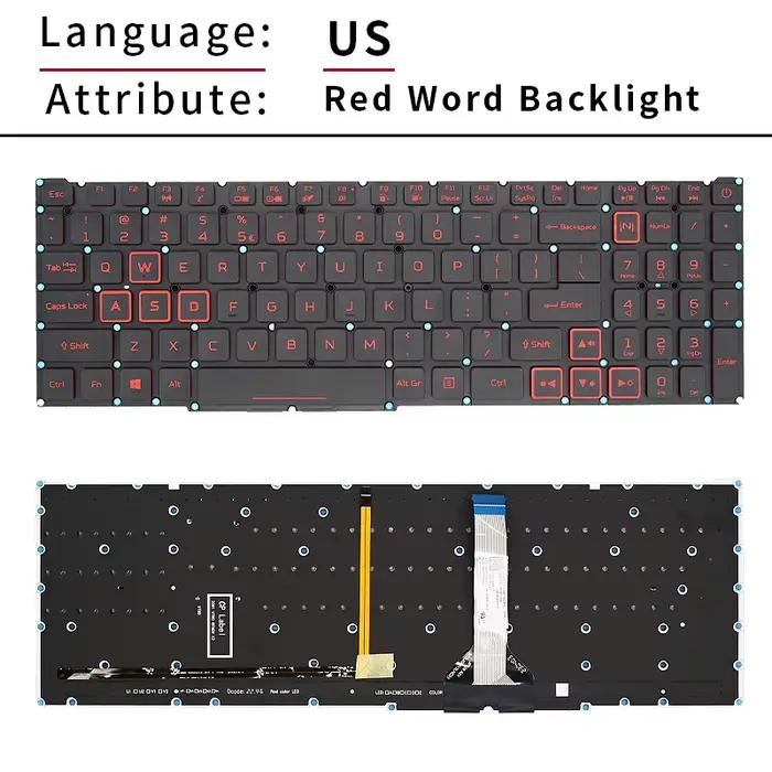 BE AZERTY PT-BR ITA RGB clavier rétro-éclairé pour Acer Nitro 5 AN517-54 AN517-41 AN515-45 Predator 