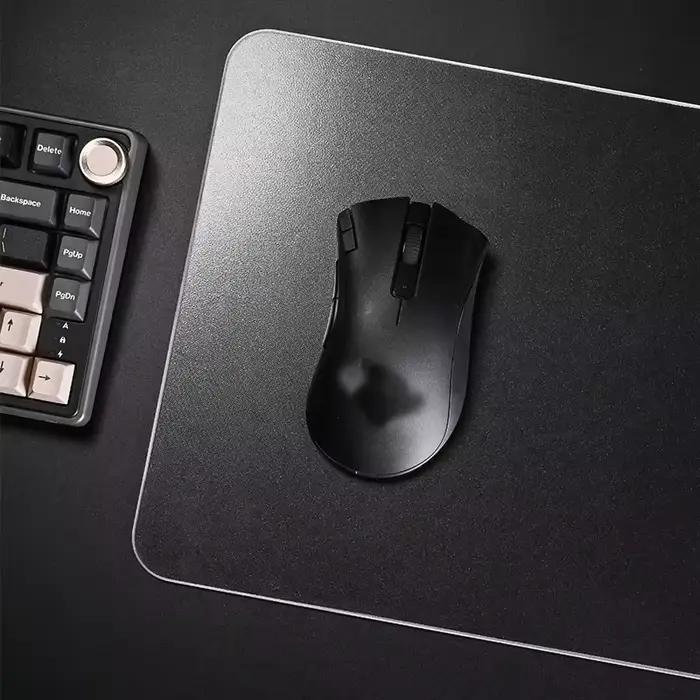 W-WALLHACK SP004 Tapis de souris en verre trempé noir et blanc, tapis de bureau pour e-sport, tapis 