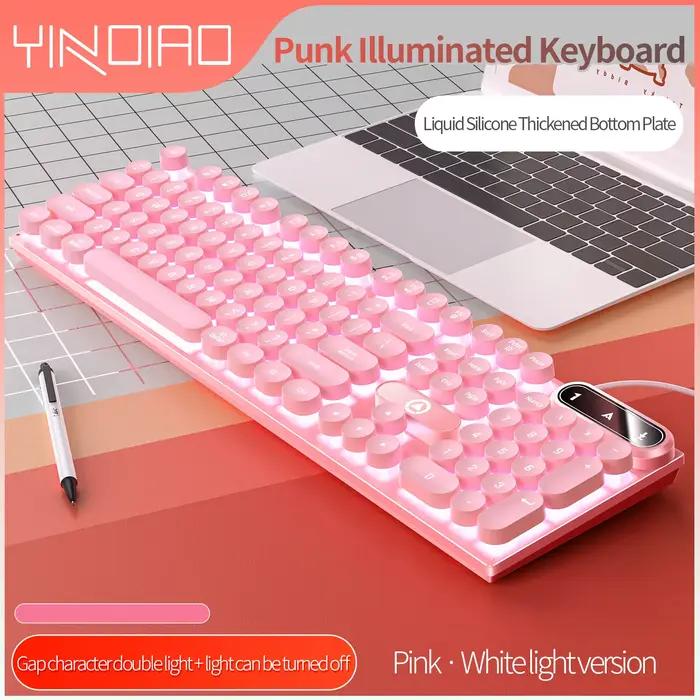 Machine à écrire ronde 104 touches clavier de jeu clavier filaire couleur correspondant rétro-éclair